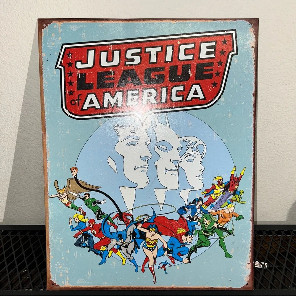 Justice League Retro HOME/GARAGE TIN SIGN Vintage Hero DC Comics‎ 12.5x16